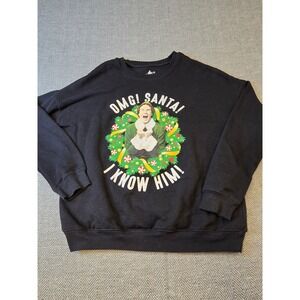 Elf Sweatshirt Men Medium Black Movie Buddy Santa I Know Him Black Graphic Print